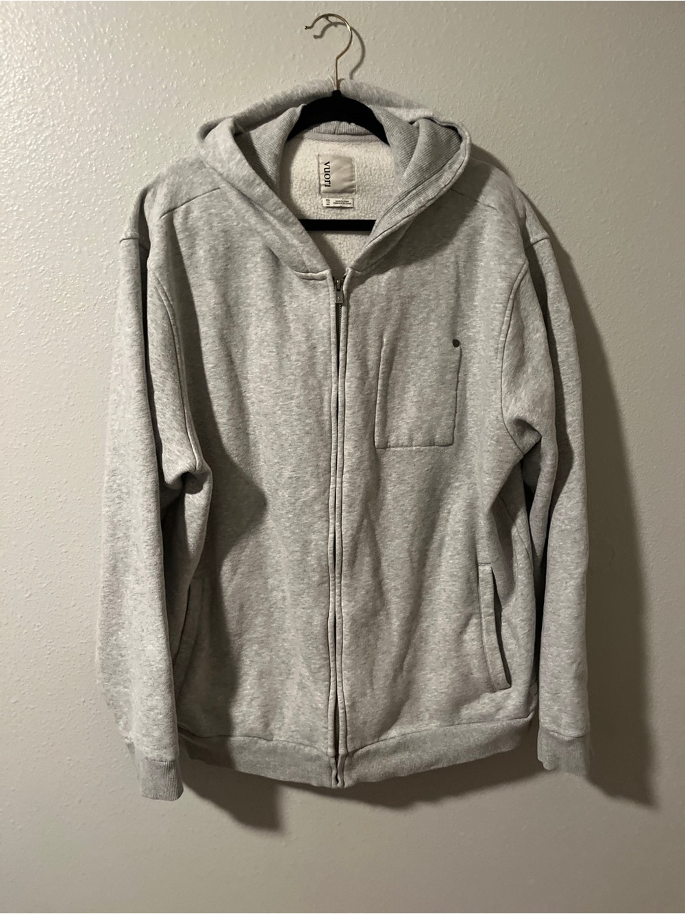 Vuori Heather Gray Full-Zip Hooded Sweatshirt